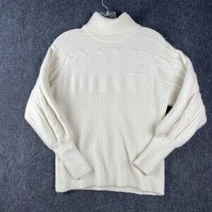 JOA Revolve Archer Size Small Cable Knit Turtleneck Sweater Ivory Off White